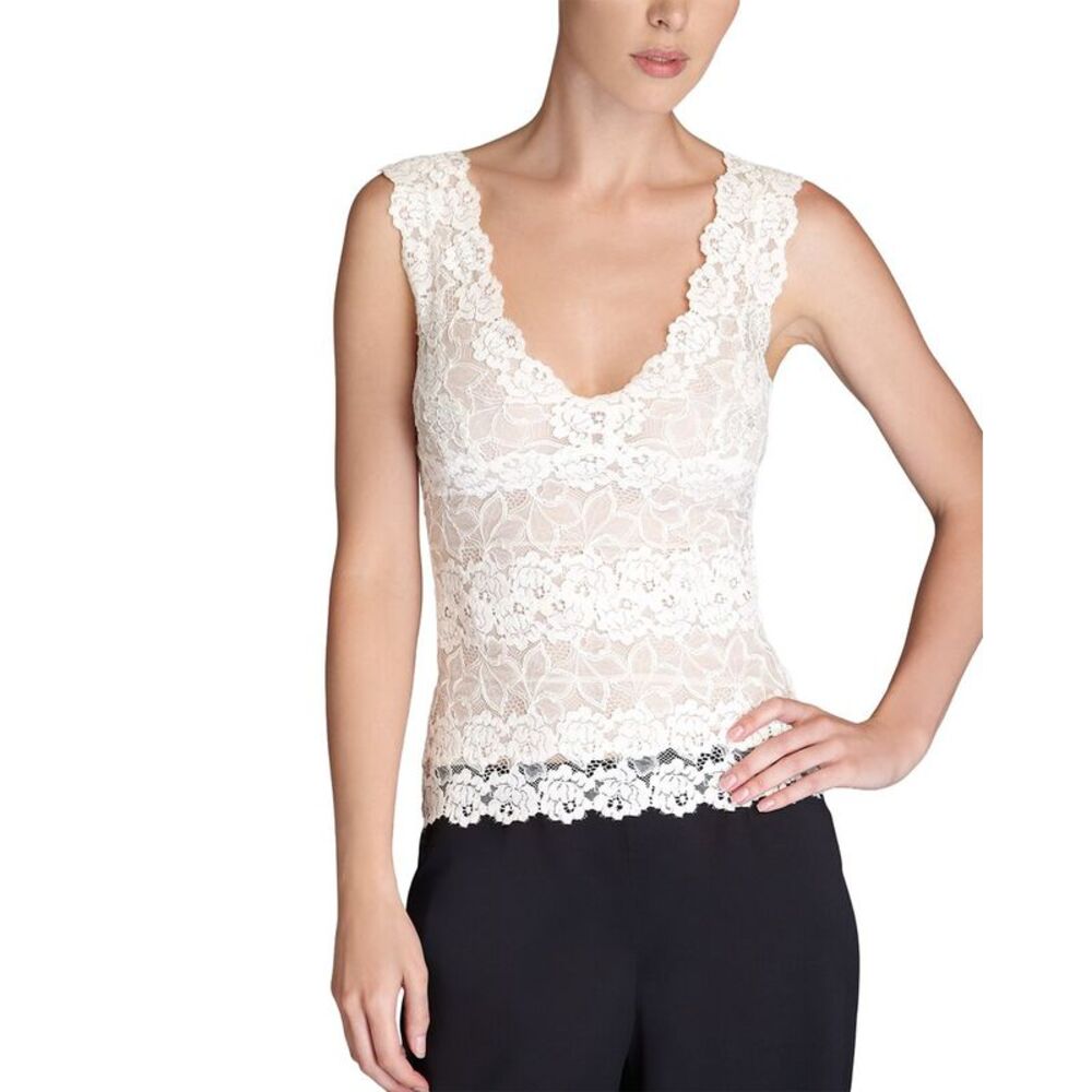 Josie Natori Womens  Rose Parfait Allover Lace Tank, White